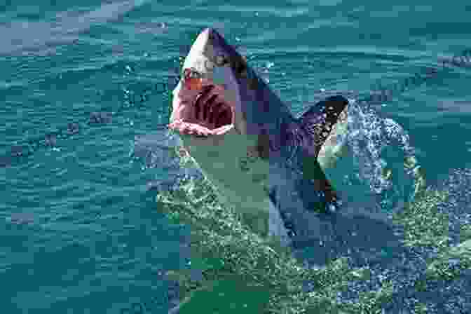 A Great White Shark Breaching The Water's Surface While Hunting For Prey, Showcasing Its Powerful Jaws Shark Quest: Protecting The Ocean S Top Predators