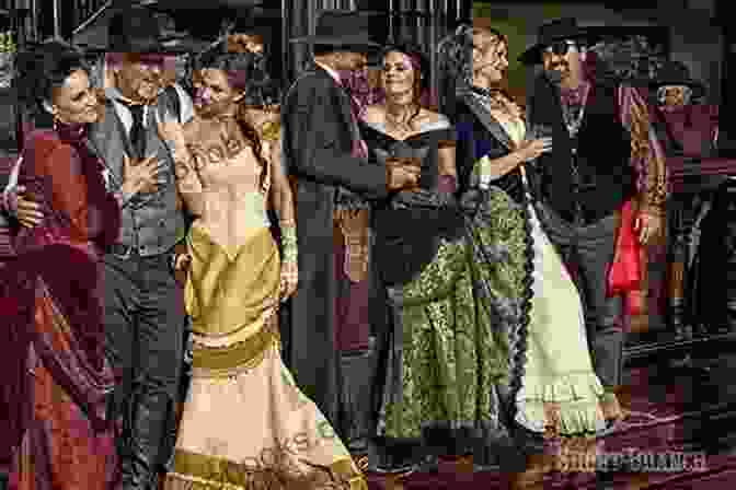 A Group Of Cowboys And Women Standing In Front Of A Saloon, With Cassandra Wilde In The Center. Half Breed Haven #13 River Of Death: A Cassandra Wilde Adult Western Adventure