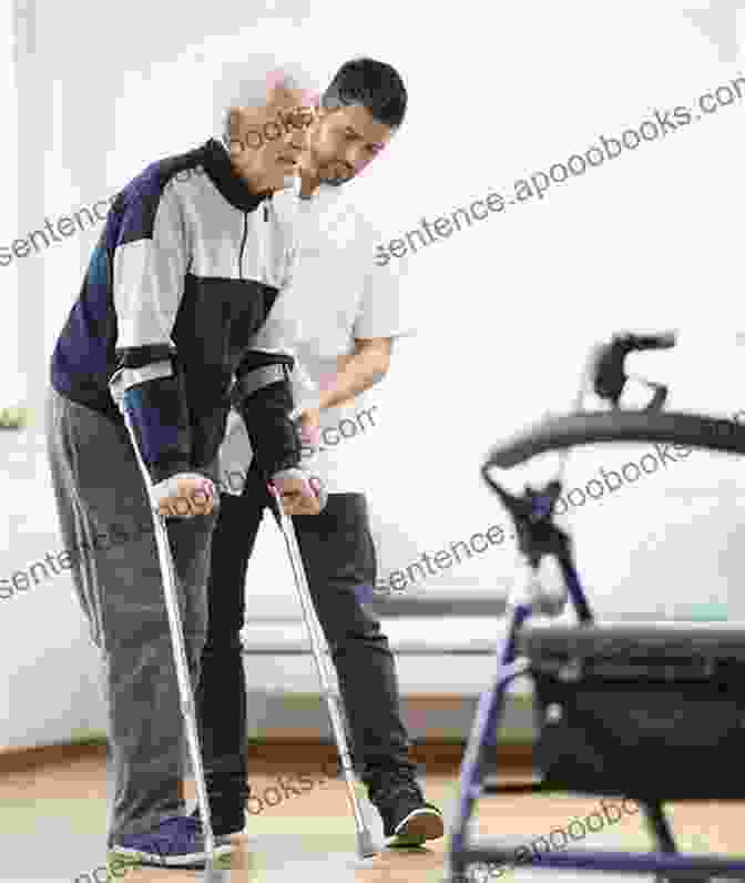 A Physical Therapist Helping A Patient Walk With Crutches. Movement DisFree Downloads Of The Upper Extremities In Children: Conservative And Operative Therapy