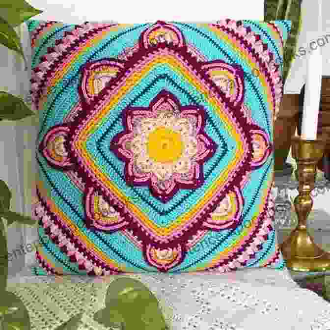 A Vibrant Tapestry Crochet Cushion Adorned With Intricate Geometric Patterns Modern Tapestry Crochet: Techniques Projects Adventure