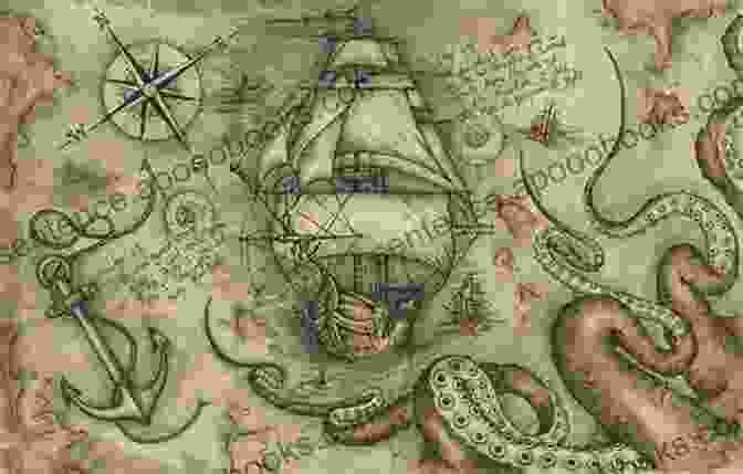 An Old Nautical Map, With Intricate Drawings Of Sea Creatures And Mythical Beings. Sailor Songs Gary Coover