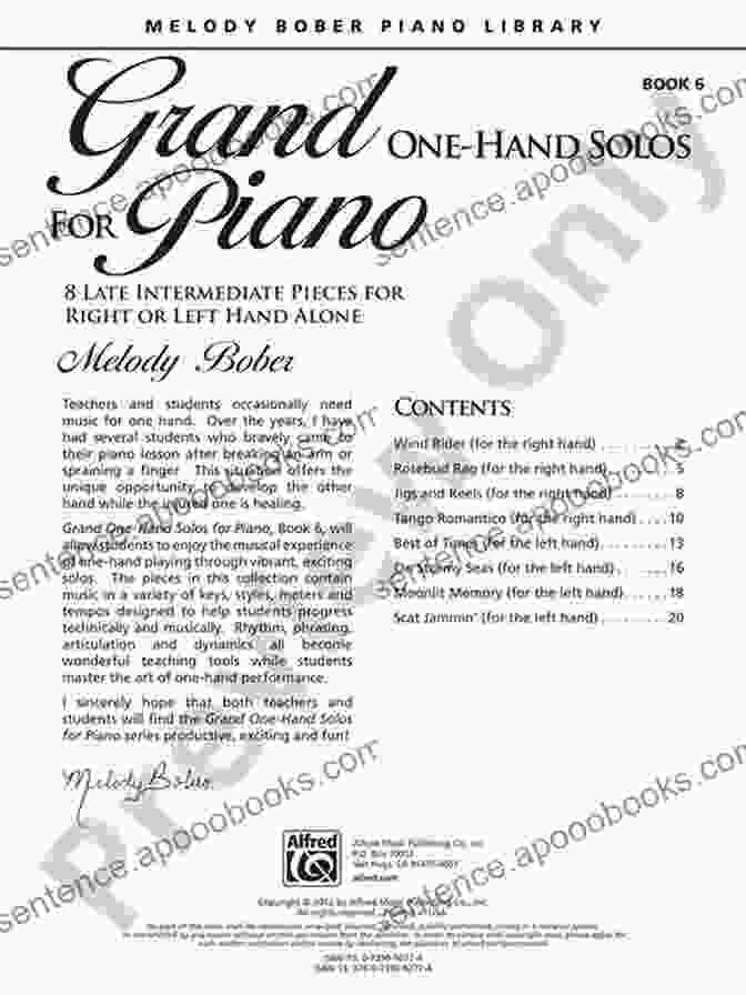 Grand One Hand Solos For Piano Book Cover Grand One Hand Solos For Piano 3: 8 Late Elementary Pieces For Right Or Left Hand Alone (Piano)